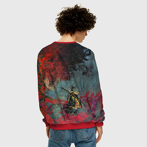 Мужской свитшот Sekiro Самурай против дракона / 3D-Красный – фото 4