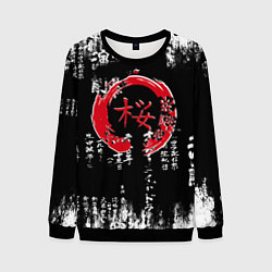 Свитшот мужской Кандзи Сакура Иероглифы Аниме, цвет: 3D-черный