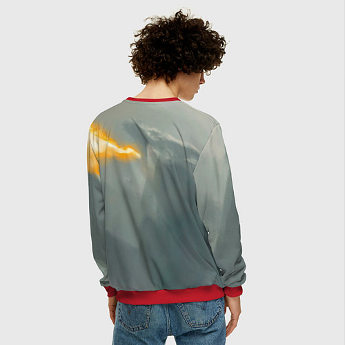 Мужской свитшот Dragonborne is here / 3D-Красный – фото 4