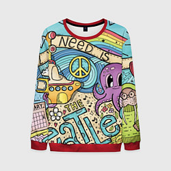 Свитшот мужской All you need is The Beatles, цвет: 3D-красный