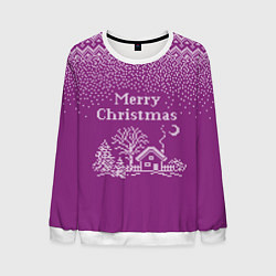 Свитшот мужской Новогодний дом, цвет: 3D-белый