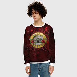 Свитшот мужской Лого GNR в розах, цвет: 3D-белый — фото 2