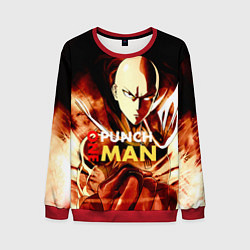 Свитшот мужской Огненный Сайтама One Punch-Man, цвет: 3D-красный