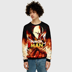 Свитшот мужской Огненный Сайтама One Punch-Man, цвет: 3D-черный — фото 2