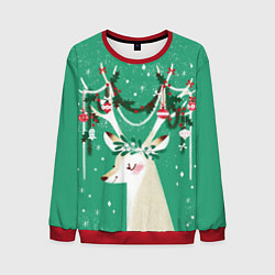 Свитшот мужской Олень Новый год, цвет: 3D-красный