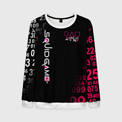 Свитшот мужской ИГРА В КАЛЬМАРА, ЧИСЛА ИГРОКОВ НЕОН, цвет: 3D-белый