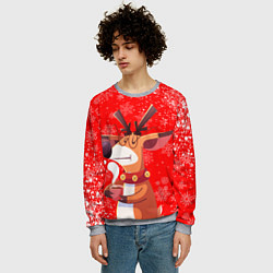 Свитшот мужской НОВОГОДНИЙ ОЛЕНЬ И ЧАШКА КОФЕ, цвет: 3D-меланж — фото 2
