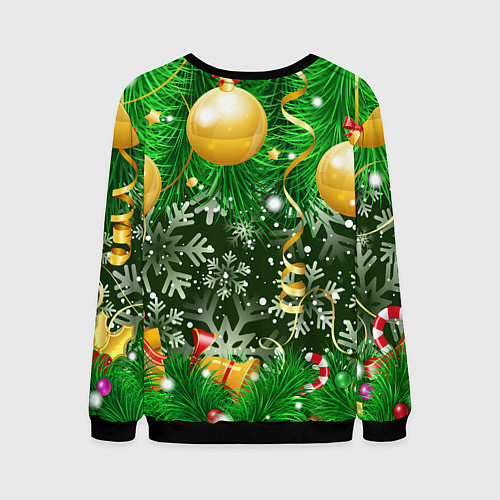 Мужской свитшот Новогоднее Настроение Елка / 3D-Черный – фото 2