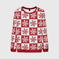 Свитшот мужской Шахматные Снежинки, цвет: 3D-красный