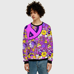 Свитшот мужской Психоделика Существа Знаки, цвет: 3D-черный — фото 2