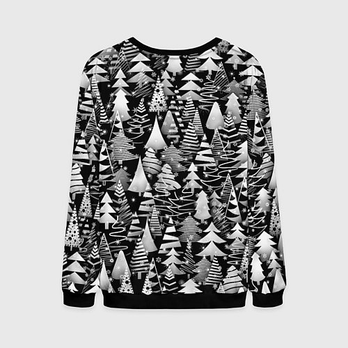 Мужской свитшот Лес абстрактных ёлок / 3D-Черный – фото 2