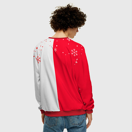Мужской свитшот НОВЫЙ ГОД ТИГР СНЕЖИНКИ / 3D-Красный – фото 4