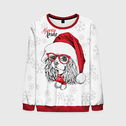 Свитшот мужской Happy Christmas: кокер спаниель, цвет: 3D-красный