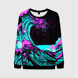 Свитшот мужской НЕОНОВАЯ ЯПОНИЯ, ВОЛНА, ФУДЗИЯМА NEON JAPAN, цвет: 3D-черный