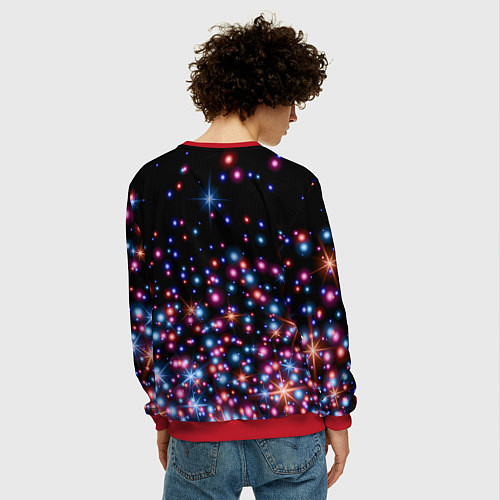 Мужской свитшот ПРАЗДНИЧНЫЕ НОВОГОДНИЕ ОГОНЬКИ 2022 / 3D-Красный – фото 4