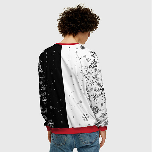 Мужской свитшот Новогодние два кота кувыркаются / 3D-Красный – фото 4