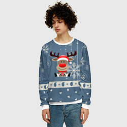 Свитшот мужской New Years Deer, цвет: 3D-белый — фото 2