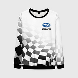 Свитшот мужской Subaru, Субару Спорт, Финишный флаг, цвет: 3D-черный