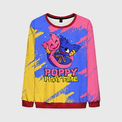 Свитшот мужской Huggy Wuggy and Kissy Missy Poppy Playtime, цвет: 3D-красный