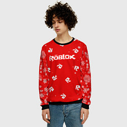Свитшот мужской НОВОГОДНИЙ СВИТЕР ROBLOX РОБЛОКС НОВЫЙ ГОД 2022, цвет: 3D-черный — фото 2