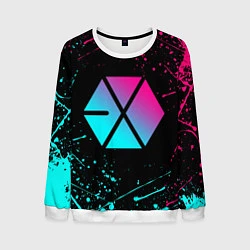 Свитшот мужской EXO BAND NEON LOGO НЕОНОВЫЕ БРЫЗГИ КРАСОК, цвет: 3D-белый