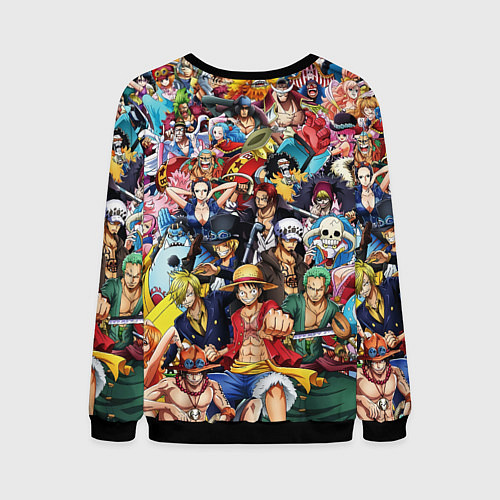 Мужской свитшот ВСЕ ГЕРОИ АНИМЕ ВАН ПИС ALL HEROES ONE PIECE / 3D-Черный – фото 2