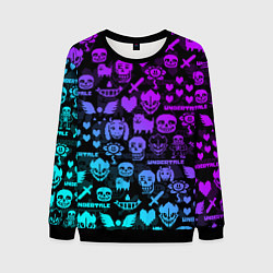 Свитшот мужской UNDERTALE NEON PATTERN УЗОР, цвет: 3D-черный