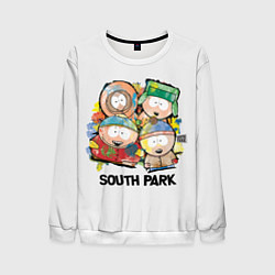 Свитшот мужской South Park - Южный парк краски, цвет: 3D-белый