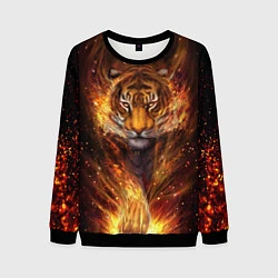 Свитшот мужской Огненный тигр Сила огня, цвет: 3D-черный