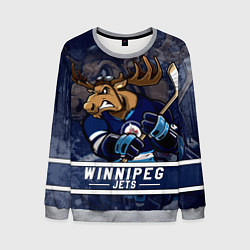 Свитшот мужской Виннипег Джетс, Winnipeg Jets Маскот, цвет: 3D-меланж