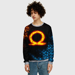 Свитшот мужской GOD OF WAR CRATOS FIRE SYMBOL RUNE, цвет: 3D-меланж — фото 2