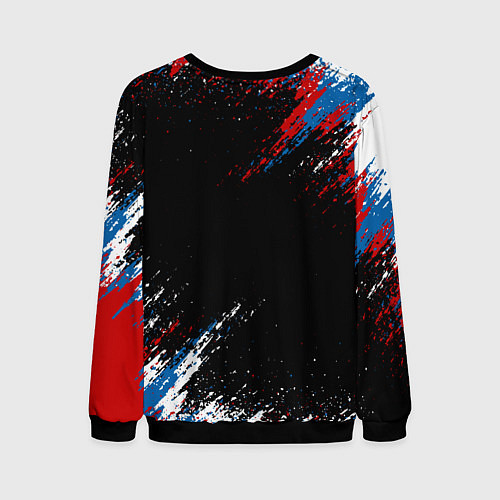 Мужской свитшот Russia Штрихи в цвет Флага / 3D-Черный – фото 2