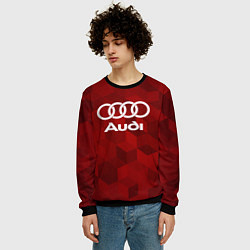 Свитшот мужской Ауди, Audi Красный фон, цвет: 3D-черный — фото 2