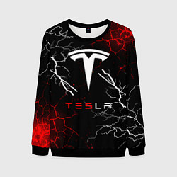 Мужской свитшот Tesla Трещины с молниями