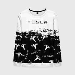 Свитшот мужской Tesla - Black & White, цвет: 3D-белый