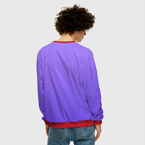 Мужской свитшот Красивый фиолетовый светлый градиент / 3D-Красный – фото 4