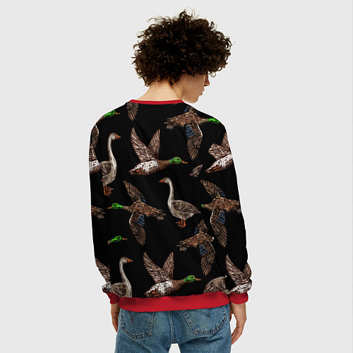 Мужской свитшот Утки паттерн / 3D-Красный – фото 4