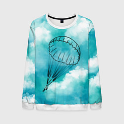 Свитшот мужской Парашютист в облаках, цвет: 3D-белый