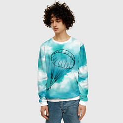 Свитшот мужской Парашютист в облаках, цвет: 3D-белый — фото 2