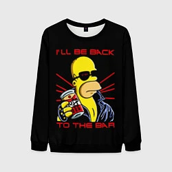 Свитшот мужской Гомер Ill Be Back to the bar Симпсоны, цвет: 3D-черный