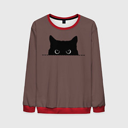 Мужской свитшот Черная кошка выглядывает из укрытия