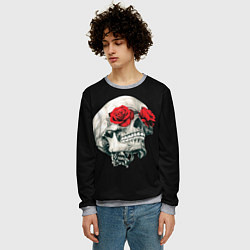 Свитшот мужской Череп Розы, цвет: 3D-меланж — фото 2