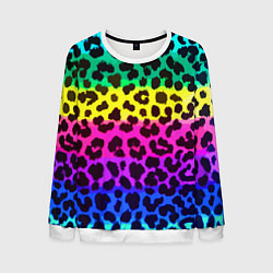 Свитшот мужской Leopard Pattern Neon, цвет: 3D-белый