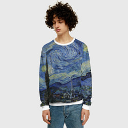 Свитшот мужской Звездная ночь Ван Гога, цвет: 3D-белый — фото 2