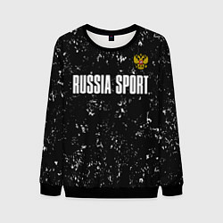 Свитшот мужской РОССИЯ - ГЕРБ Russia Sport, цвет: 3D-черный