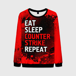 Свитшот мужской Eat Sleep Counter Strike Repeat Брызги, цвет: 3D-черный