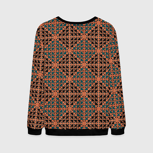 Мужской свитшот Абстракция из синих и черных квадратов и треугольн / 3D-Черный – фото 2