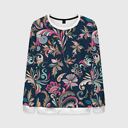 Свитшот мужской Холодная хохлома, цвет: 3D-белый