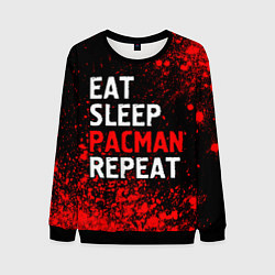 Свитшот мужской Eat Sleep Pacman Repeat Арт, цвет: 3D-черный