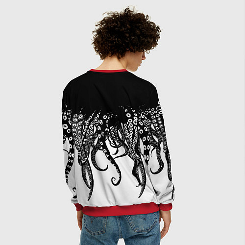 Мужской свитшот В щупальцах осьминога / 3D-Красный – фото 4